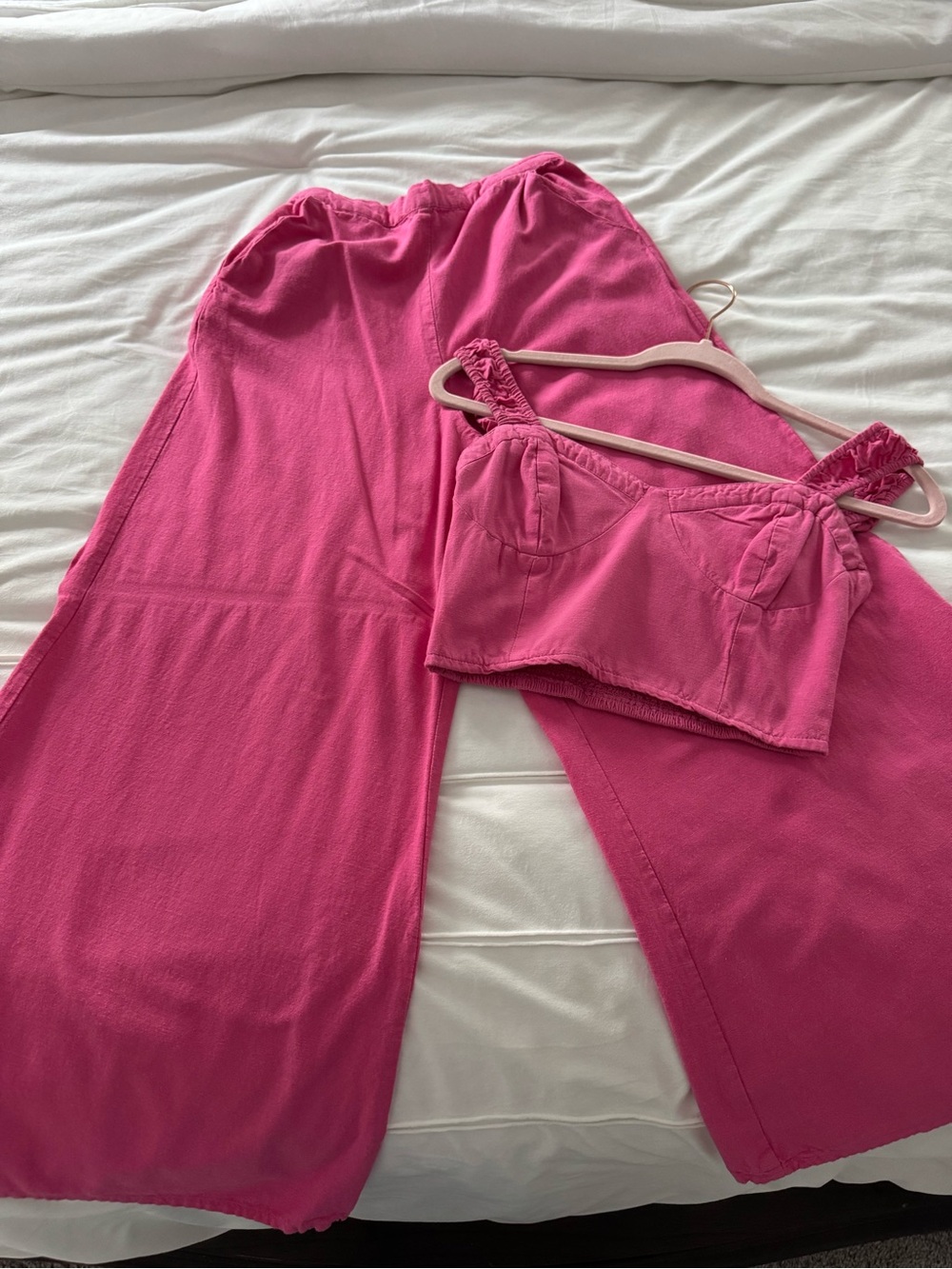& Other Stories Hot Pink Two-Piece Set - Cropped Top & Wide Leg Pants